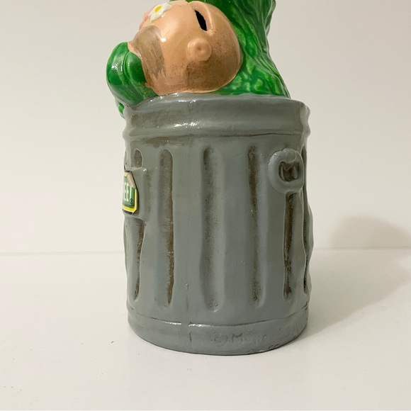 Sesame Street Oscar The Grouch Garbage Can Ceramic Coin Bank - Picture 6 of 16
